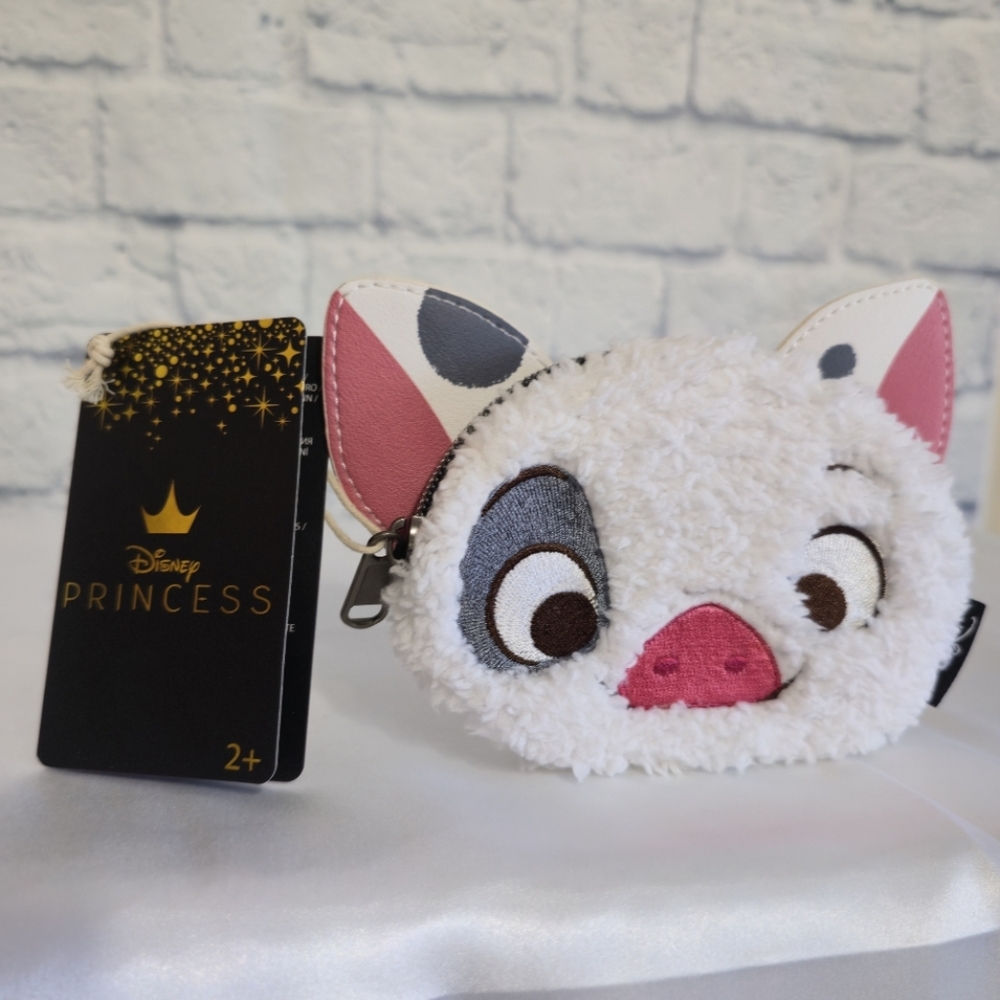 Loungefly Pua Moana Pig Sidekick Fuzzy Disney Princess Coin Pouch Wallet New